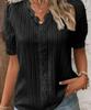 2025 Summer European & American Women's Hollowed-out Short-sleeved Holiday Fashion Shirt