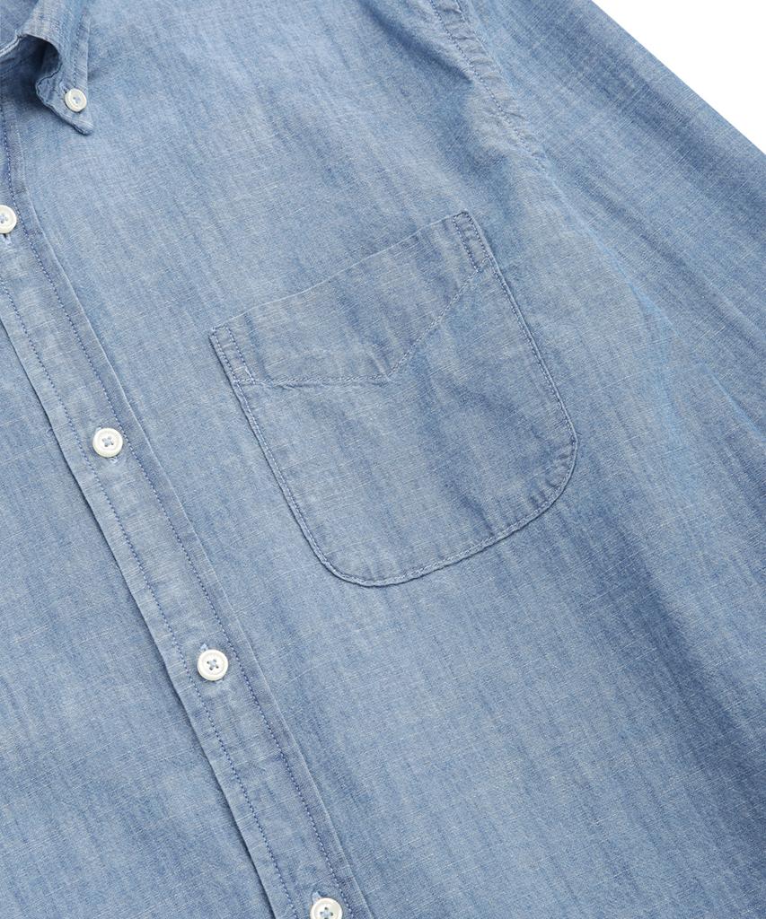 BROOKS BROTHERS Cotton Chambray Sport Shirt (Light Indigo) (Bbthmm2533Nfs)