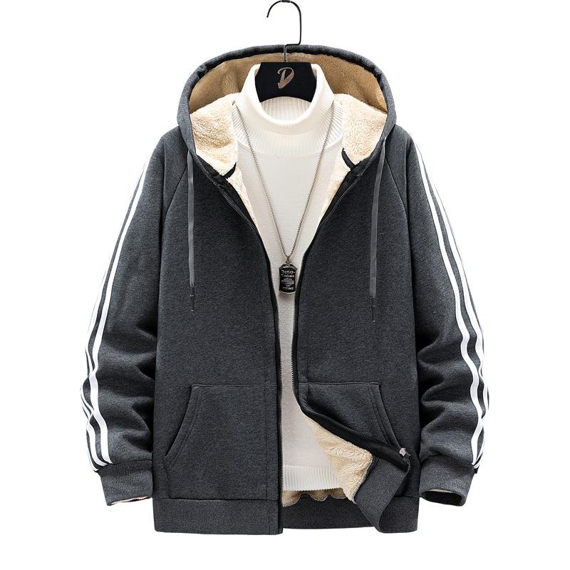 

Кардиган из овечьего бархата большого размера, толстовка, мужской спортивный топ, толстовка с капюшоном на флисе, куртка на осень и зиму 5XL серый