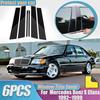 6PCS Black Carbon Window Trim Covers B C Pillar Posts Stickers Car Accessories For Mercedes Benz S Class W140 MK3 1992~1999 1993