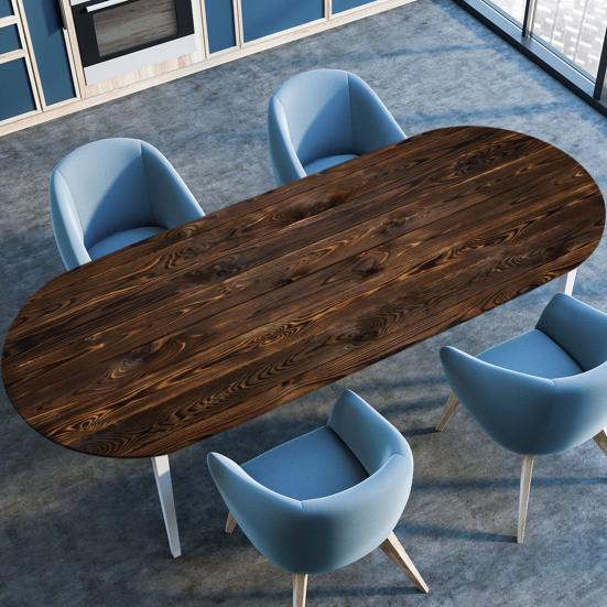 Oval Wood Grain Tablecloth Fitted Tablecloth with Elastic Edges Rustic Waterproof Table Cover for Home Farmhouse Indoor Outdoor Dining