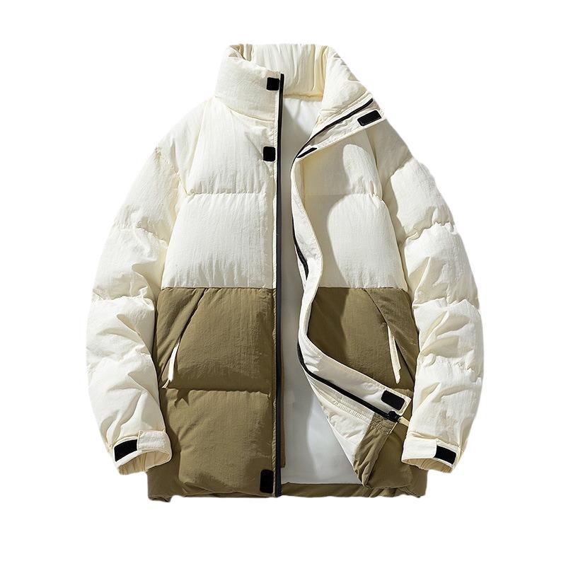 Cuello alto Combinación de colores Ropa acolchada de algodón para hombre Invierno Engrosada Cálida Ropa tipo pan Ropa de invierno acolchada de algodón para parejas Chaquetas para hombre