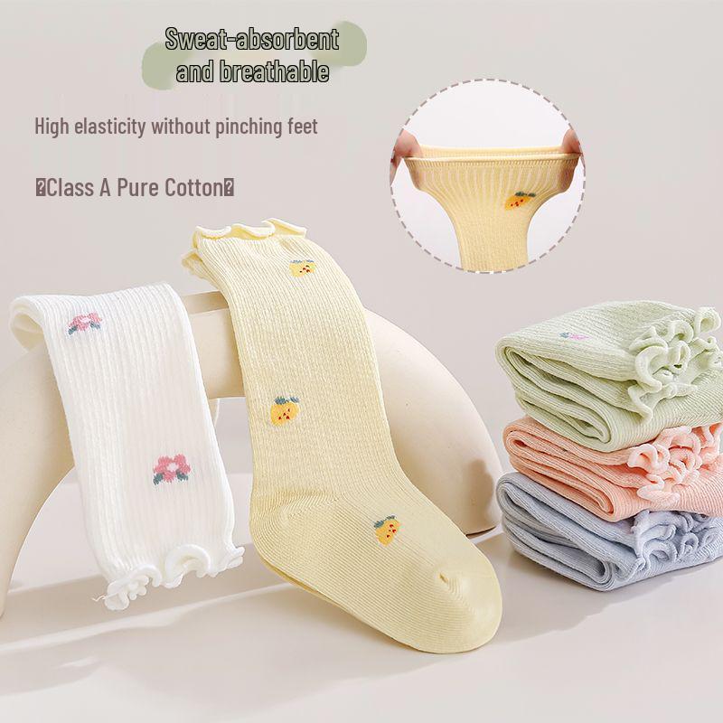 Newborn Lace Princess Mid-Calf Socks - Loose Cuff, Gentle Fit for Autumn & Winter.