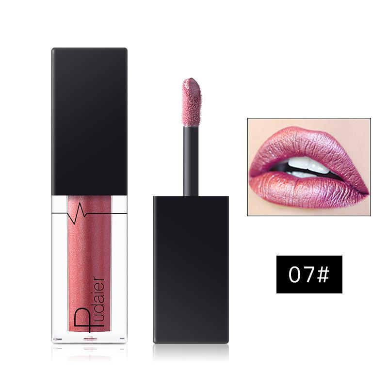 Gloss Labial Metálico Alto Brilho, Longa Duração, Fórmula Não Pegajosa, Batom Hidratante Brilho Labial Ideal para Festas, Encontros e Uso Diário