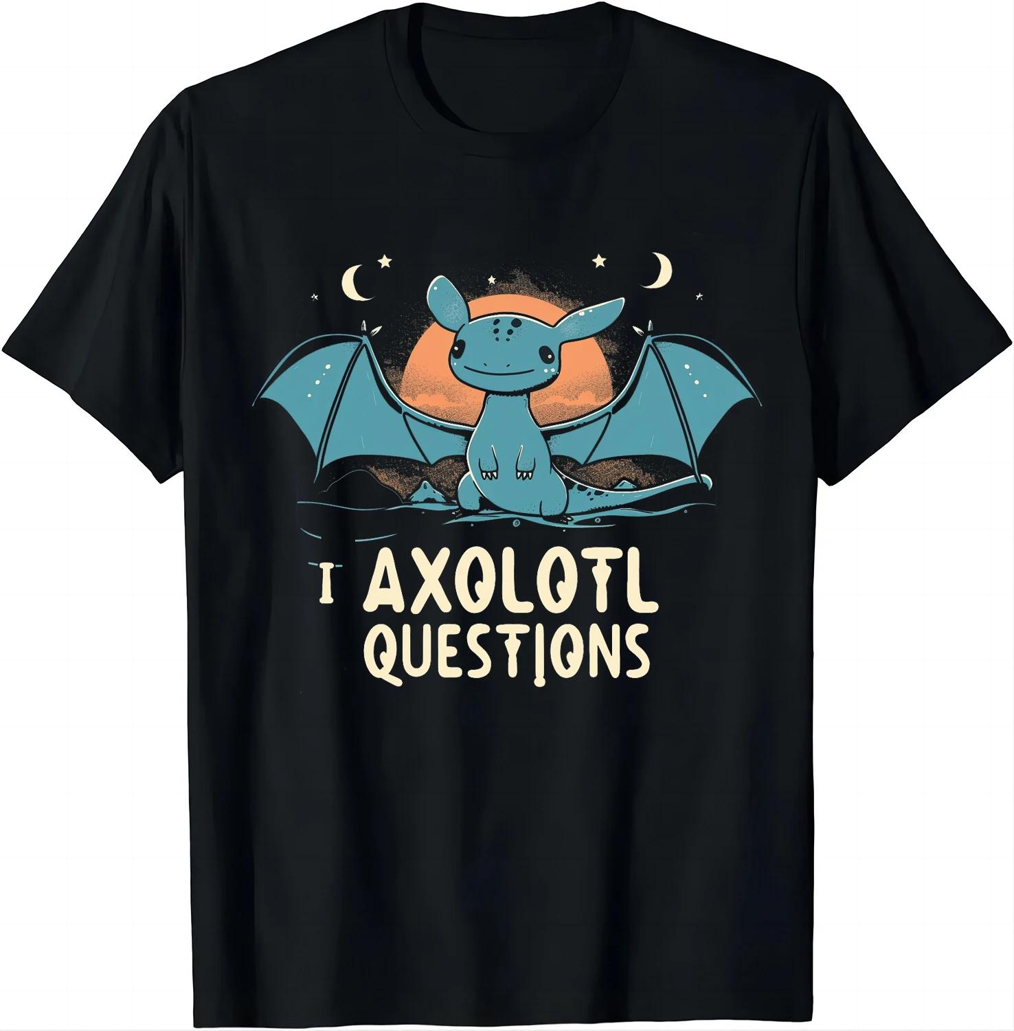 Fly with The Blue Cute Axolotl Dragon  AXOLOTL QUESTIONS Edition Shirts Graphic T Shirts  Men Clothing Tops Streetwear S