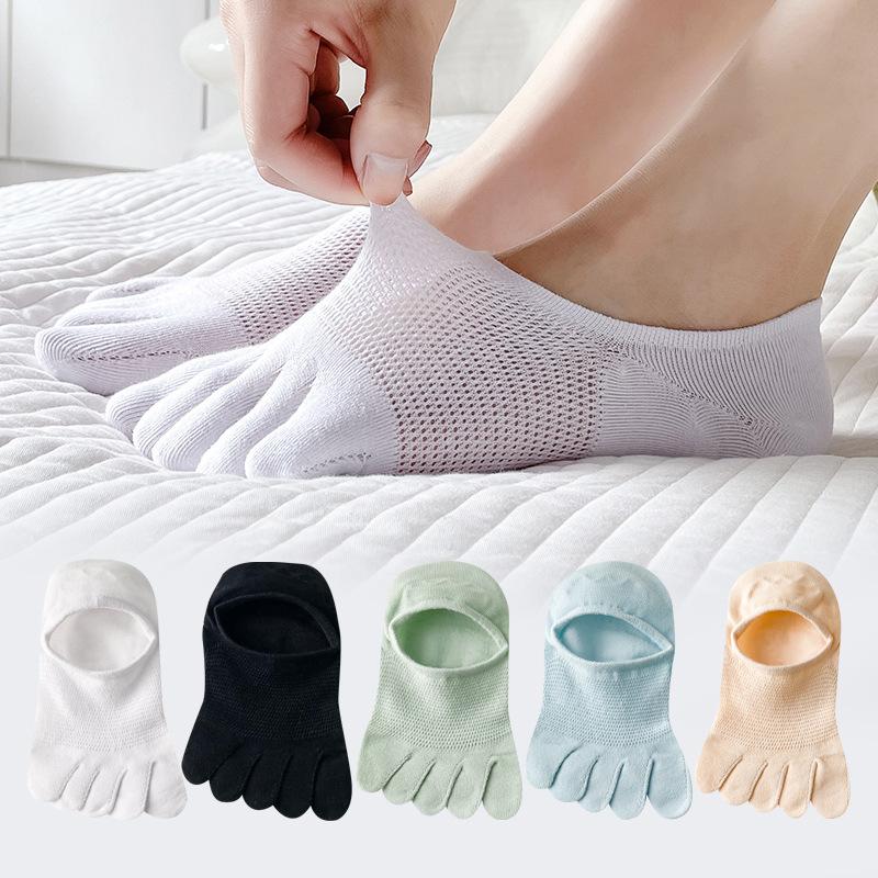 Baumwolle Atmungsaktiv Fünf-Zehen-Bootssocken Damen Slipper Zehensocken Sommer Unsichtbar No-Show Knöchel Kurze Socken Sportsocken