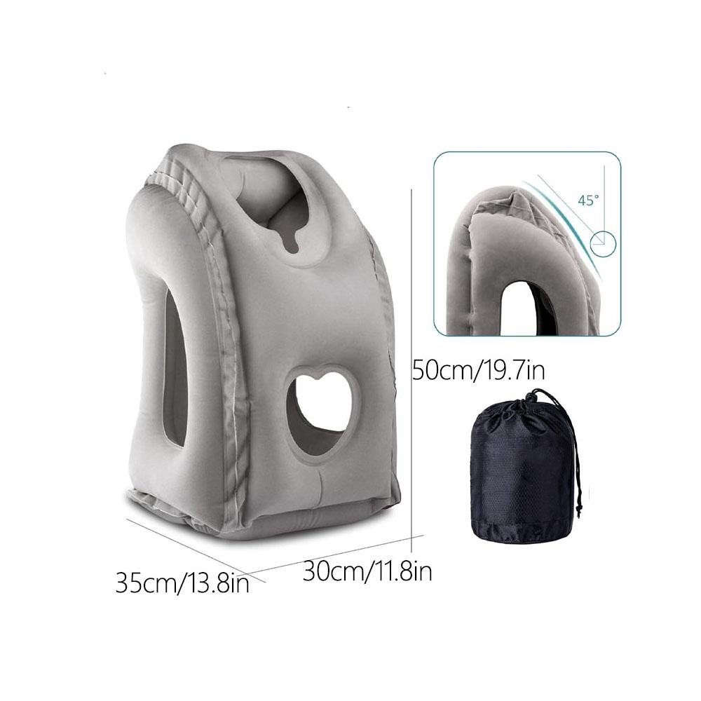 

Надувная подушка для путешествий с новым рисунком, портативная подушка для поддержки подбородка и шеи для самолета, автомобиля, автобуса, поезда, офисная подушка для отдыха на отдыхе серый