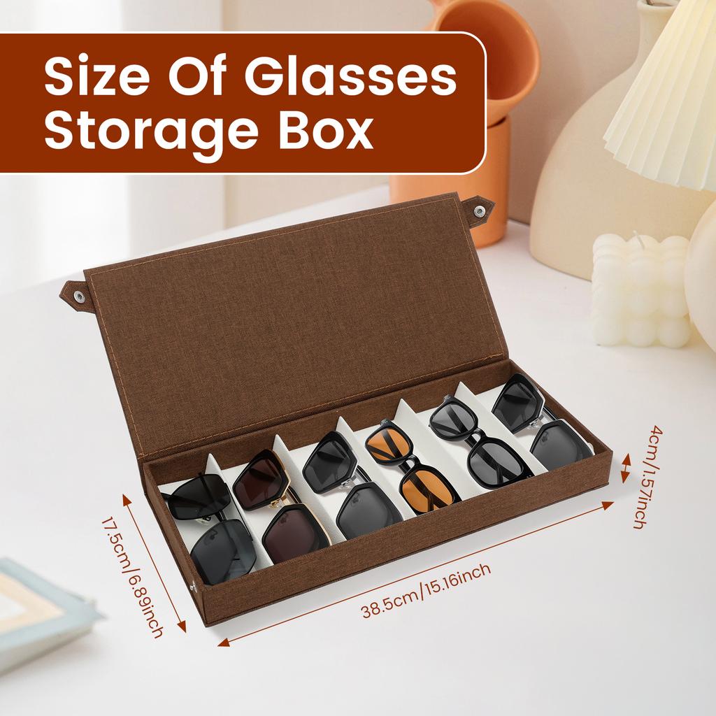 Sunglasses Storage Organizer 6 Slots Oxford Cloth Glasses Storage Box Multifunctional Eyewear Cases for Watch Jewelry Small