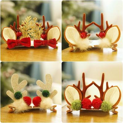 2025 Cute Reindeer Antler Hair Clips - Festive Christmas Headwear and Jewelry Accessory