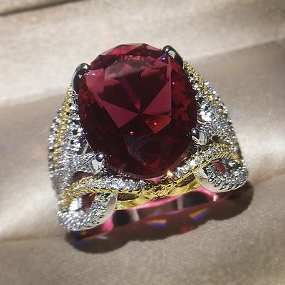 Lujoso Anillo Grande Rojo de Corte Cuadrado Brillante Zircón AAA con grandes piedras CZ Anillo para Mujer Joyería de Moda Anillos Día de San Valentín