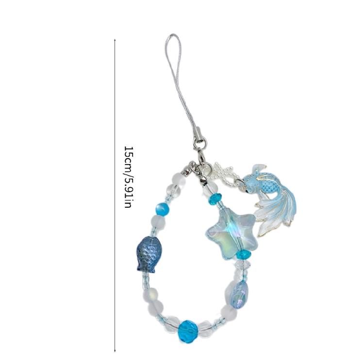 Colorful Beaded Keychain for Mobile or Camera Dolphin/Carp Pendant Keyring Charm