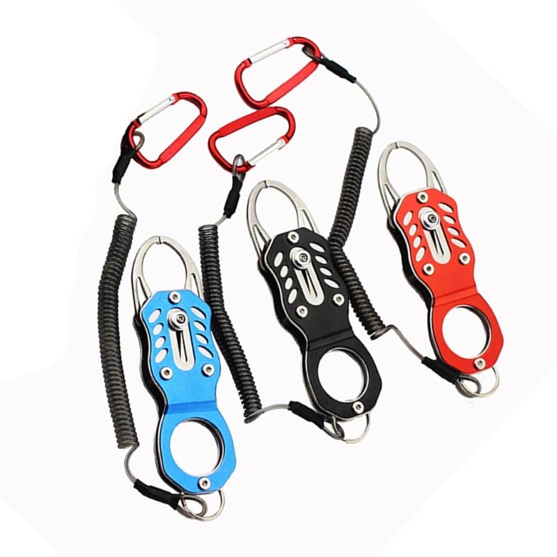 Fish Holder Gripper Tool Stainless Steel Fishing Pliers Fish Lip Gripper Fish Mouth Grabber with Coiled Lanyard
