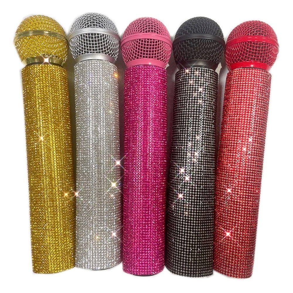 Wireless Microphone Rhinestones Microphone Cover Gold Silver Mic Handle Sleeve Stage Party