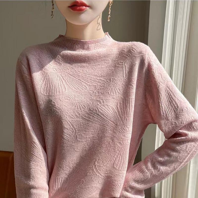 Women S Half High Neck Loose Knit Sweater For Autumn Winter Versatile Pullover Top
