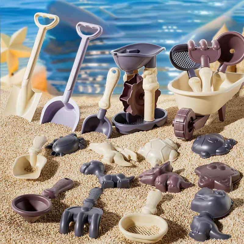 Beach Toys 20x Sand Castle Kit with Molds Cute Travel Games Portable Children Supplies Hot Weather Playset for Gathering Travel
