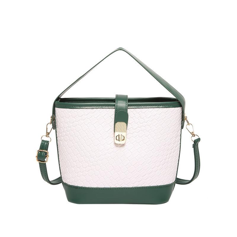 Stylish Minimalist Woven Pattern Bucket Bag For Women In Chic Black Green Brown And Khaki Colors