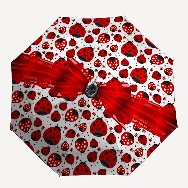 

1pc Ladybug Polka Dot Automatic Open/Close Umbrella with Windproof, 8-Rib Sturdy Canopy, , Outdoor Accessory, Ideal for Gifts yy251117100