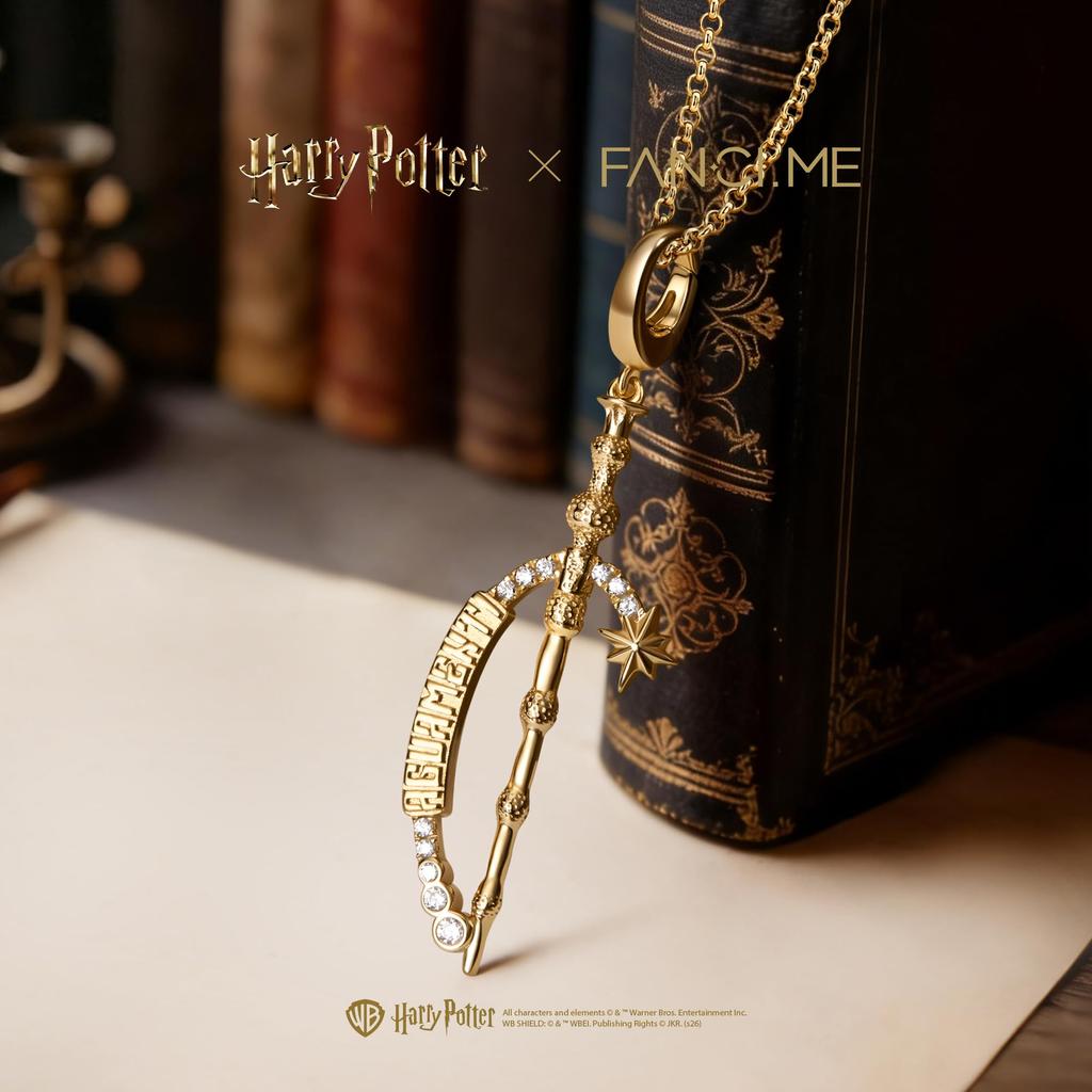 Harry Potter x Collaboration Harry Potter Dumbledore Wand Necklace, Unisex, 55cm, Silver, Precious Metal, Halloween, Christmas Gift (Gold)