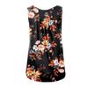 Women's Fashion Floral Printing Pleated Sleeveless Casual T-shirt Vest Button Top