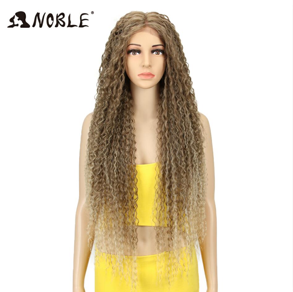 

Noble Synthetic Lace Front Wig 38 Inch Long Curly Wig For Women Cosplay Feminino Lace Front Ombre Blonde Wig Heat Resistant Wigs (as the picture,38inches)
