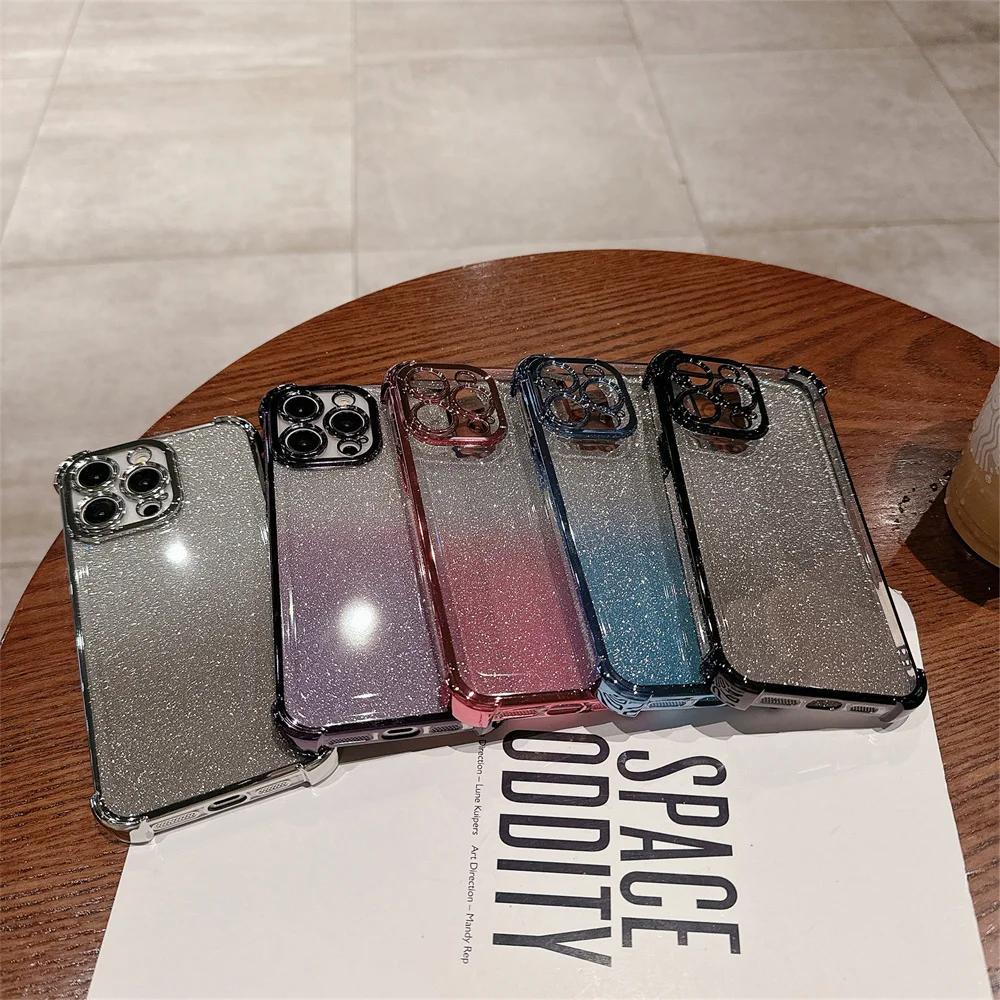 Gradient Glitter Airbag Shockproof Case with Lens for Redmi Note 13 12 11 10 Pro 9s 13R Redmi 13C 12C 12 10 10C 9 9A K50 K60 K70 Pro Xiaomi 14 13 Pro
