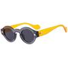 Vintage Small Round Sunglasses Women Men Metal Hinge Grey Transparent Shades Outdoor Eyewear Retro Rivet Glasses