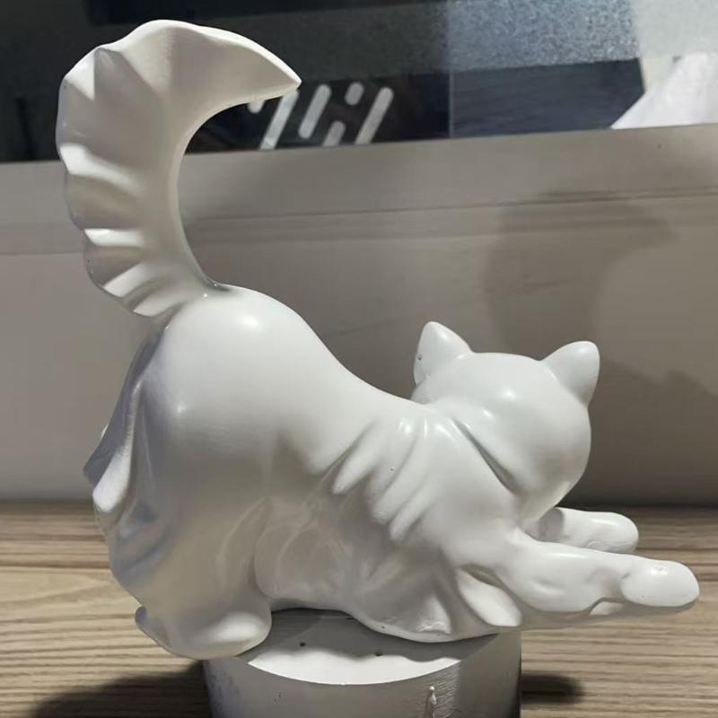 Ghostly Kitten Figurine Halloween Resin Animal Statue Decoration for Holiday Party Centerpieces Indoor and Outdoor Use