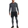 Under Armour Heat Gear Series Logo Print Crew Neck Long Sleeve Compression Shirt Men tops Gray 1370661-012