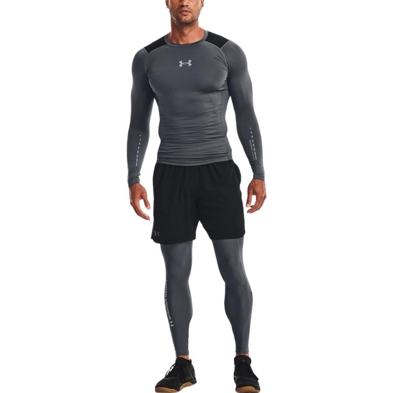 Under Armour Heat Gear Series Logotrykk Rund hals Langermet Kompresjonsskjorte Herre topper Grå 1370661-012