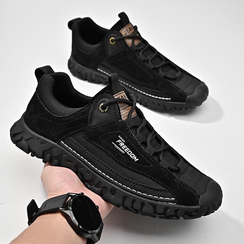 Four Seasons Men's Pigskin Mesh Breathable Retro Casual Shoes Large Size Casual Shoes Lightweight Ankle Boots