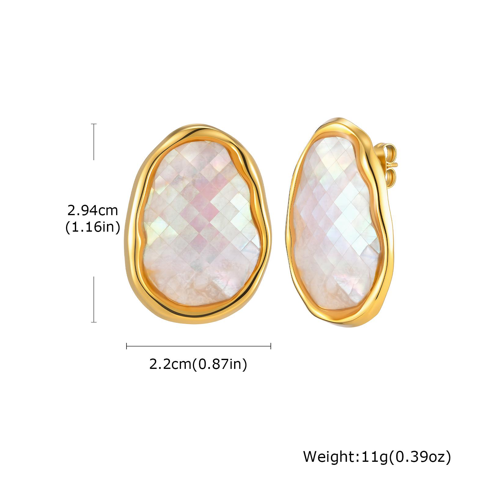 

Vnox New Irregular Geometric White Shell Abalone Pattern Earrings for Women, Stainless Steel White Clam Earrings Beach Jewelry