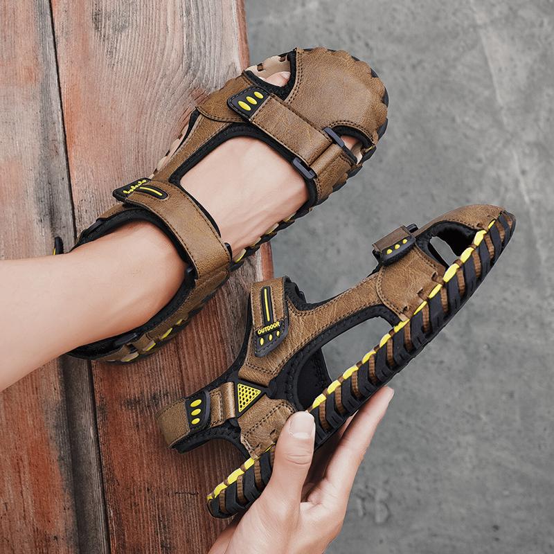 Fashionable Men's Summer Handmade Casual Sandals Size 38-46 Brand New Men Outdoor Breathable and Anti Slip Foreskin Beach Shoes