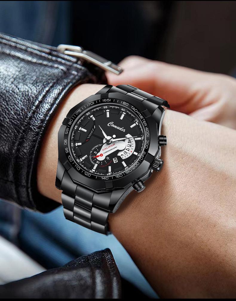 Men's Luminous Waterproof Automatic Calendar Watch with Large Dial