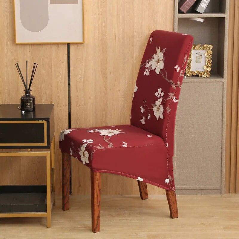 Printed King Back Chair Cover Stretch Large XL Size Chair Covers for Dining Room Home Hotel Banquet Decor Long Seat Protectors