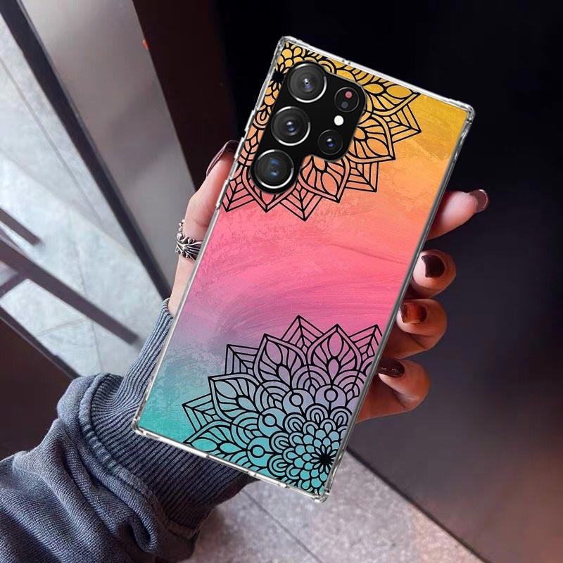 Totem Mandala Colorful Flower Phone Case For Samsung Galaxy S23 S24 S25 Edge S26 Ultra S22 + S21 Plus S20 FE Cover Silicone Prin