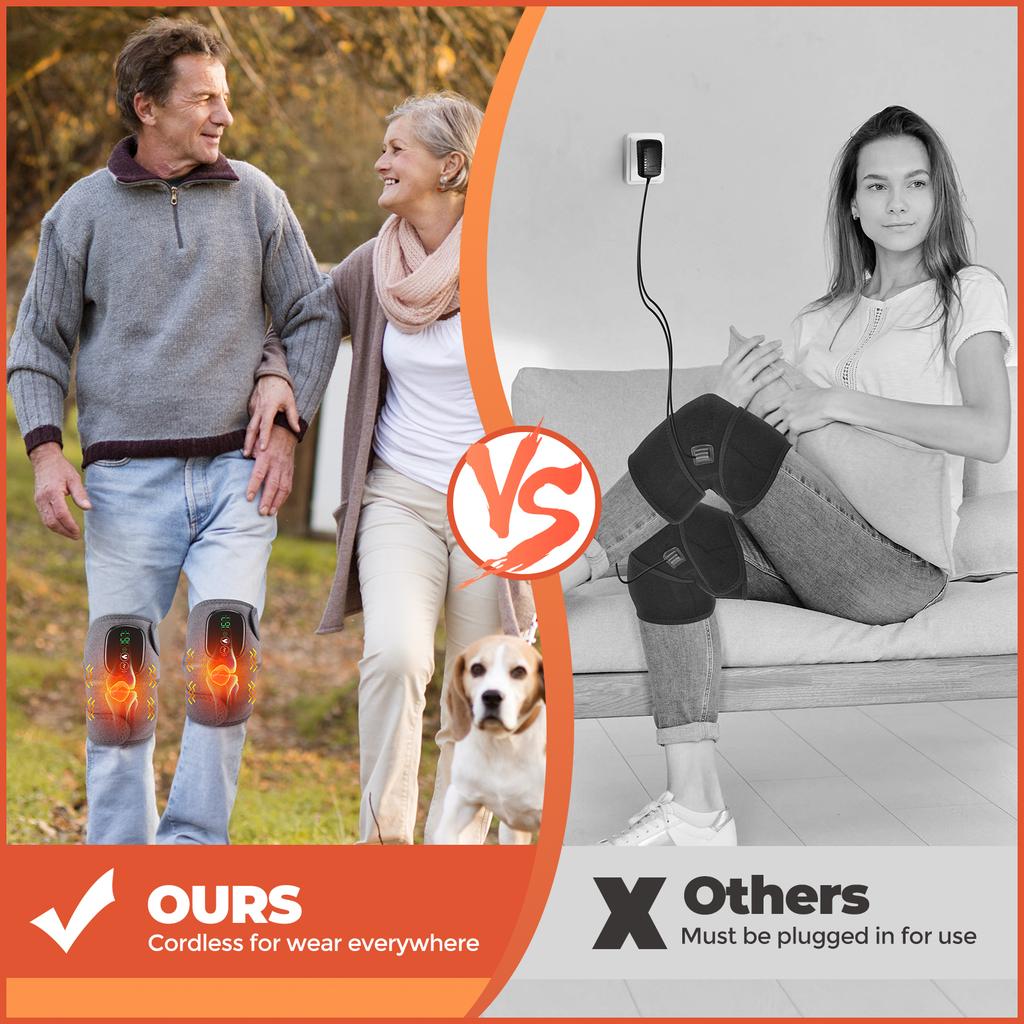 Electric Heated Knee Vibrator Massager Warm Wrap Heat for Body Shoulder Elbow Pad 3 Levels Massage Digital Display Muscle Relax