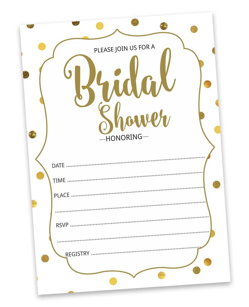 Inkdotpot 30 Bridal Shower InvitationsA  Gold ConfettiA  Wedding Fill-In Style Invites Blank