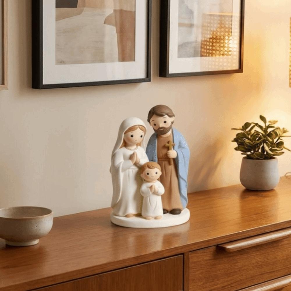 Resin Holy Family Scene Statues Cartoon Exquisite Baby Jesus Figurine Decorative Christmas Nativity Scene Figurine