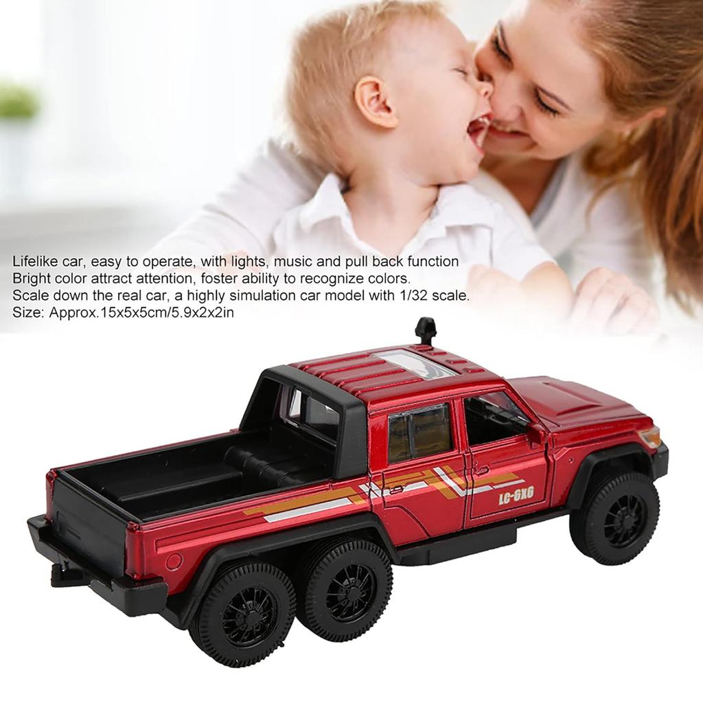 Automodell Toyota LC-6X6 im Maßstab 1/32, Legierungs-ABS-Material, Legierungsautospielzeug, hohe Simulation, langlebig, robuste, helle Farbe, für Geschenke