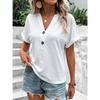 YYFS Women's Fashion Casual Summer Spring Solid Color Print Short Sleeve V-Neck Blouses & Shirts