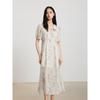 Gejin Elegant Floral Slit Mid-Length Dress