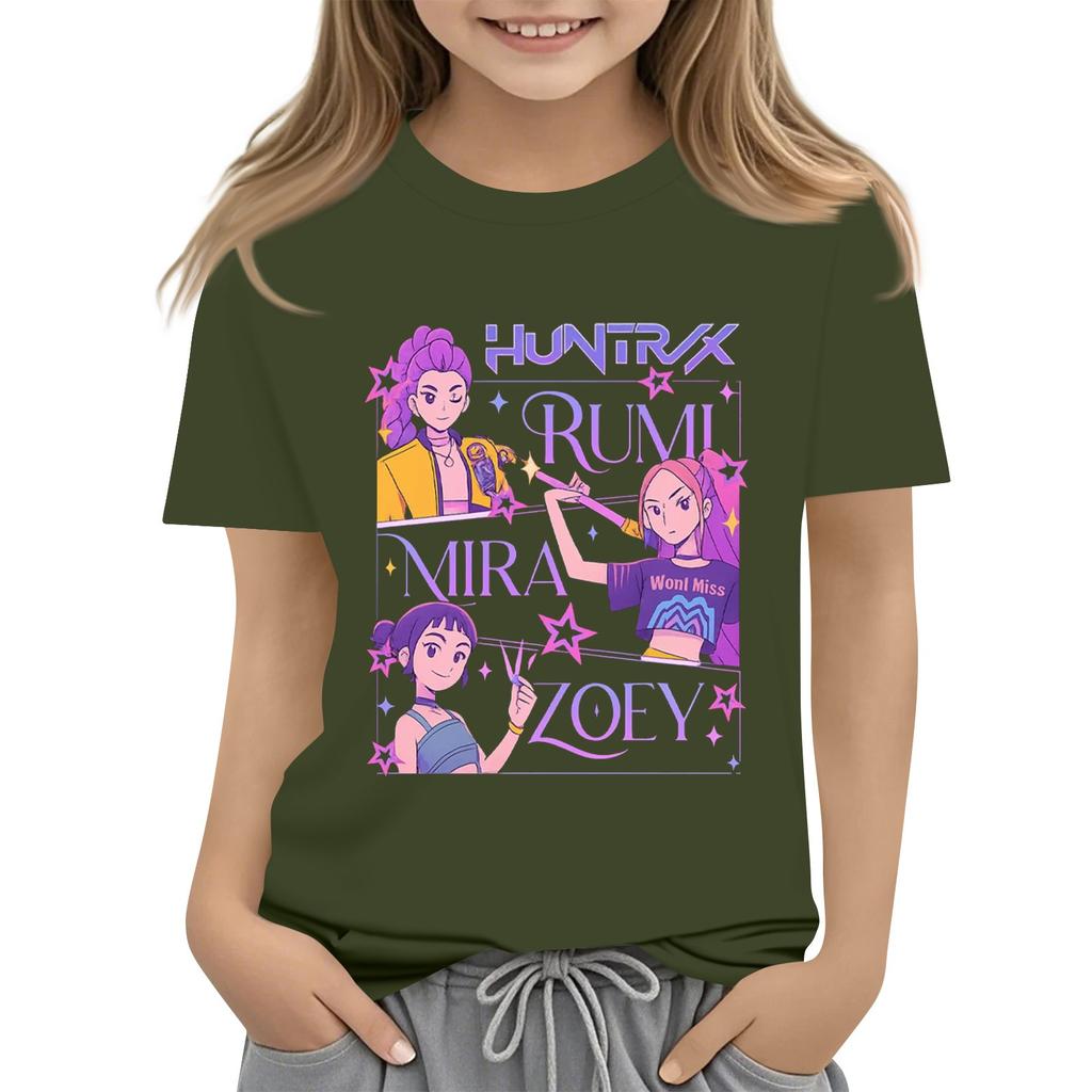 Boys Girls Round Neck Casual Printed Short-sleeved T-shirt Top