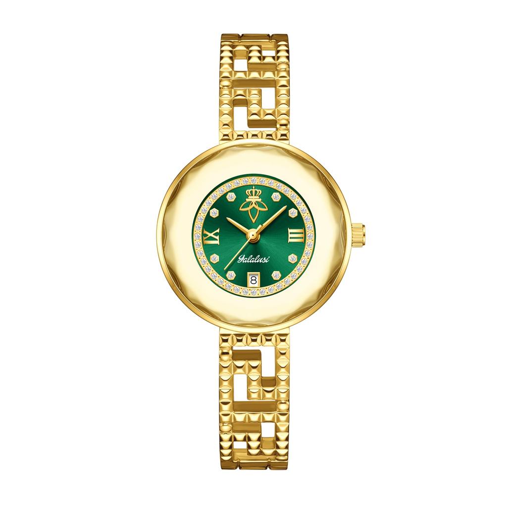 Luxury Green Dial Women Wrist Watch Yalalusi Multi Color Round Crystal Watch with Brand Gift Box Birthday Mother’s Day Gift for