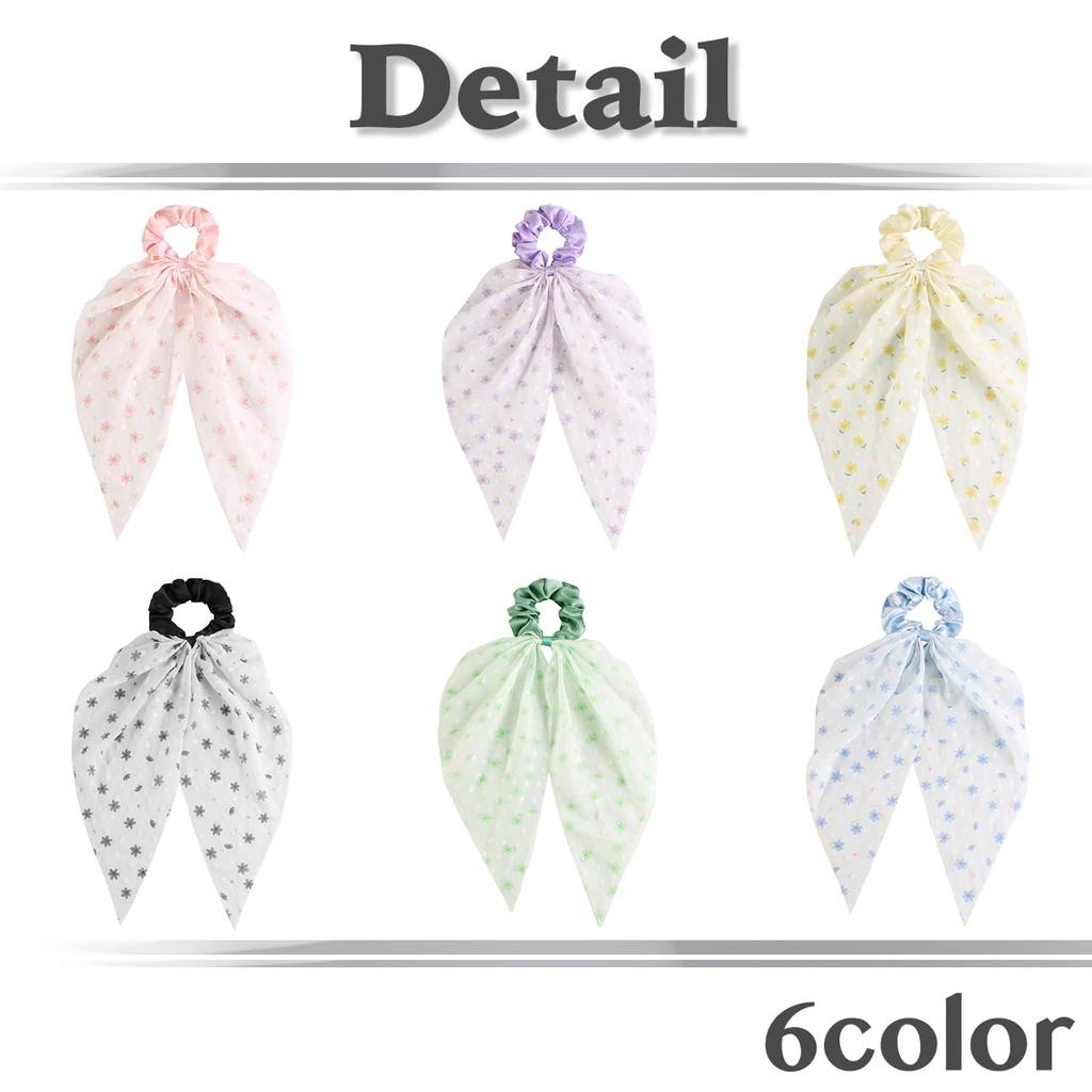 White Fang Ribbon Scrunchie Hair Hair Tie, Arrangement, Cute, Stylish, Women's, AZ558(45658)