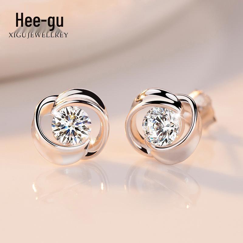 

Higu E0019 S925 Silver Rose Earrings for Women - New Year s Day Gift 925 Sterling Silver (No Earring Backs)