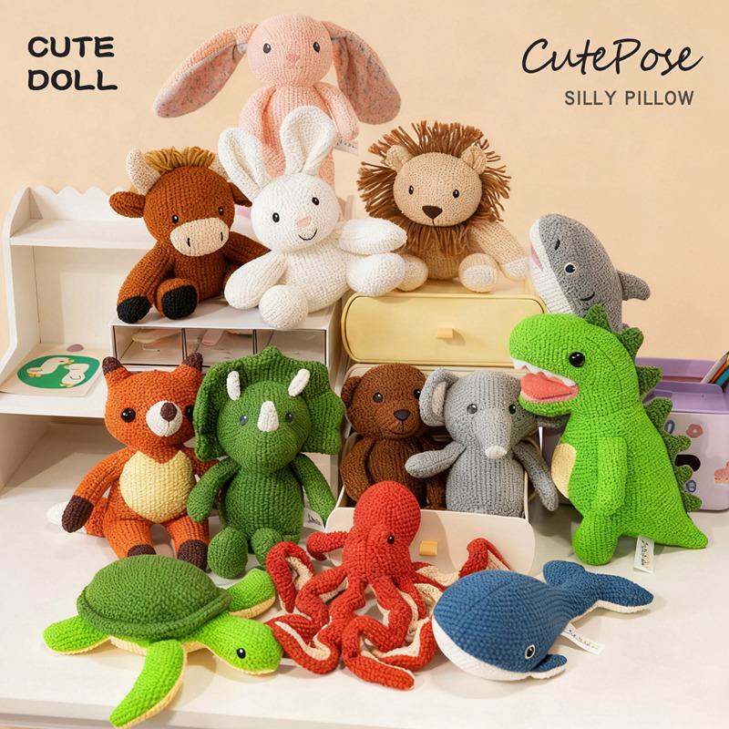 16-30cm Cartoon Dinosaur Fox Lion Plush Toy Dolls Kawaii Stuffed Animal Soft Appease Sleeping Pillow for Girls Gifts Room Decor