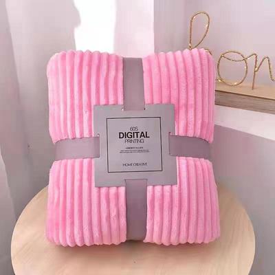 Solid Color Striped Flannel Sofa Throw Blanket for Children