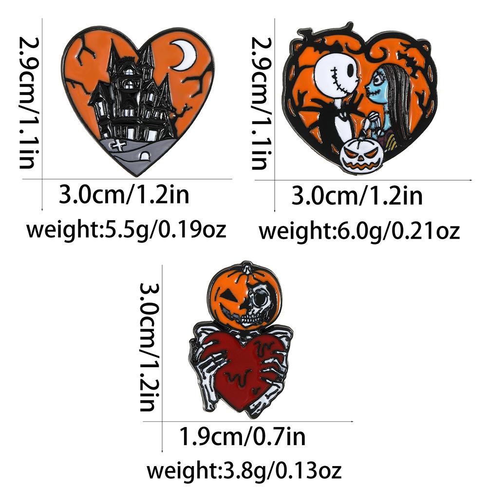 Creative Halloween Jewelry Ghost Collection Heart Brooches Haunted House Skull Pumpkin Head Shaped Pins For Festival Gift