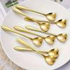 10Pcs Gold Stainless Steel Flower Shaped Spoons Design Rust Resistant Reusable For Coffee Dessert