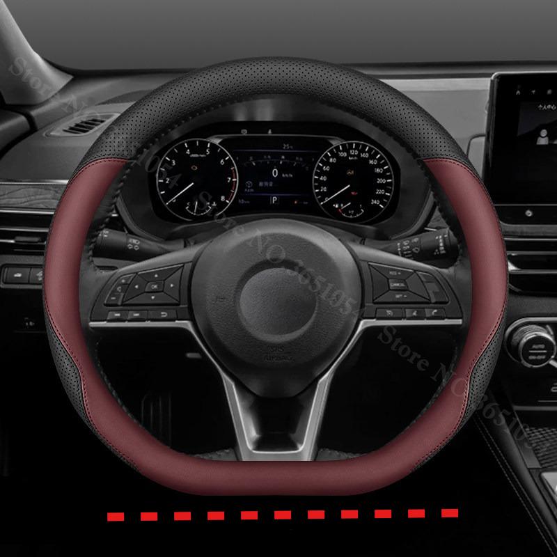 Breathable Napa Leather Car Steering Wheel Cover Non-Slip Car Handle Covers For Nissan Sylphy Qashqai Altima X-Trail Rogue